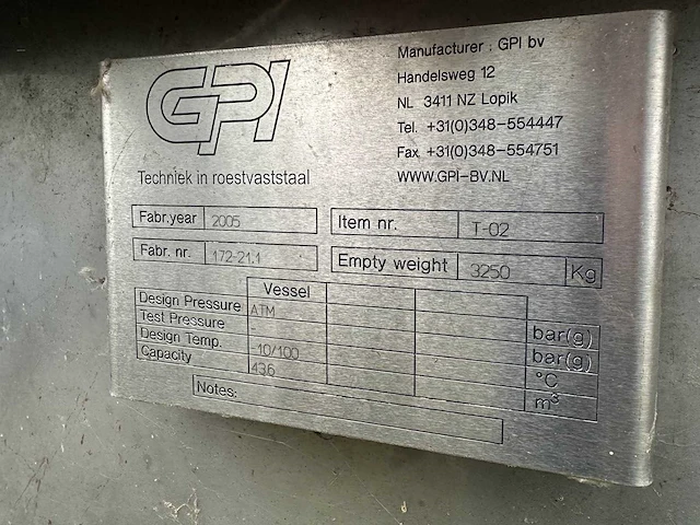 Gpi t-02 rvs tank - afbeelding 5 van  5