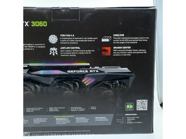 Grafische kaart msi, geforce rtx 3060 gaming x trio 12gb gddr6 - afbeelding 7 van  8
