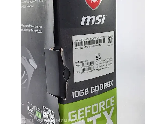 Grafische kaart msi, geforce rtx 3080 ventus 3x plus 10g oc lhr - afbeelding 4 van  13