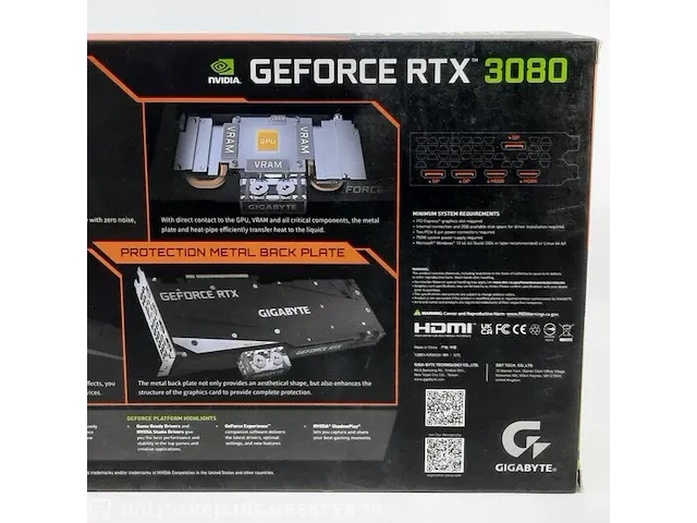 Grafische kaart nvidia, geforce rtx 3080 gaming oc waterforce wb 10g pci-e4.0 x16 gddr6 - afbeelding 8 van  8