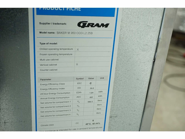 Gram - baker m950 - koelkast - afbeelding 7 van  7