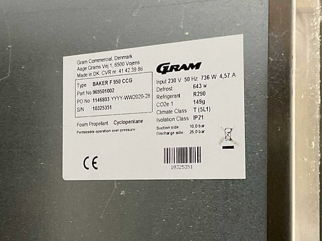 Gram baker f 950 ccg vriezer - afbeelding 9 van  9