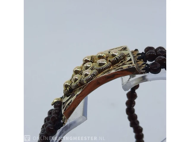 Granaten armband met gouden sluiting - afbeelding 10 van  13