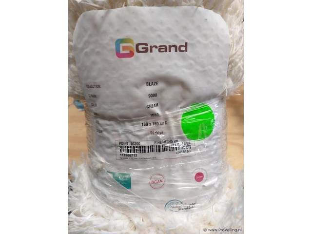 Grand - vloerkleed - 160 x 160 - rond - crème kleur - afbeelding 2 van  4