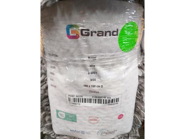 Grand - vloerkleed - 160 x 160 - rond - kleur: grijs. - afbeelding 2 van  4