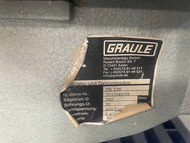 Graule - zs 135 - radiaalafkortzaagmachine - 2012 - afbeelding 8 van  8