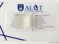Green beryl 8.09ct algt certified - afbeelding 2 van  4