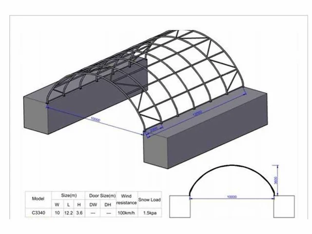 Greenland - 12 x 10 x 3.60 meter - containeroverkapping / containertent 40ft - afbeelding 2 van  2