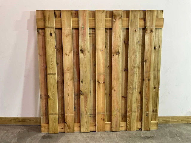 Grenen - 17-planks - houten tuinscherm geïmpregneerd 180x180 cm (10x) - afbeelding 1 van  5