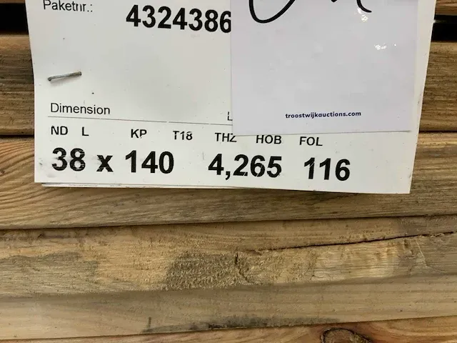 Grenen balk 38x140x4265 (116x) - afbeelding 8 van  8