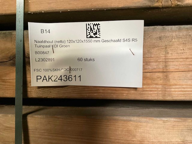 Grenen geïmpregneerde tuinpaal 155x12x12 cm (15x) - afbeelding 6 van  6