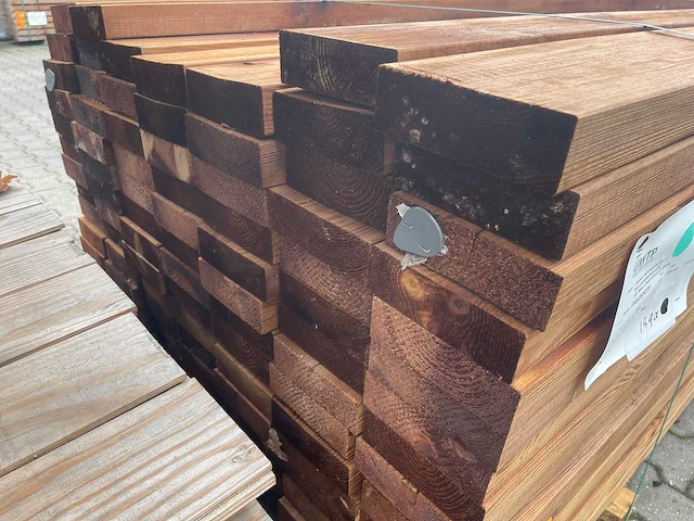 Grenen regels bruin geïmpregneerd 6000x145x45mm (51x) - afbeelding 3 van  3