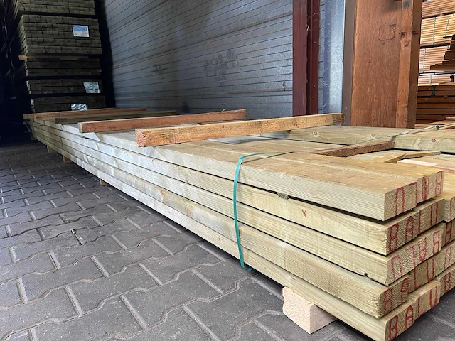 Grenen regels geschaafd groen geïmpregneerd 5400x90x45mm (45x) - afbeelding 2 van  3