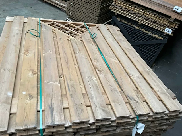 Grenen tuinscherm met trellis 21-planks 180x180 cm (20x) - afbeelding 7 van  14