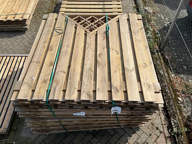 Grenen tuinscherm met trellis 21-planks 180x180 cm (20x) - afbeelding 9 van  14