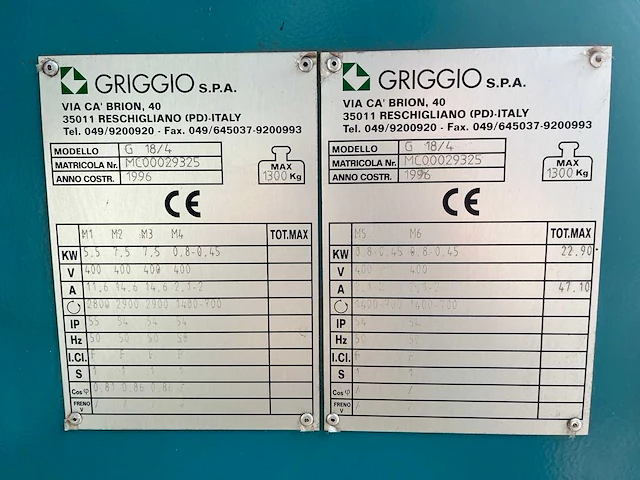 Griggio - 1999 - g 18/4 - vierzijdige profileer- en schaafmachine - afbeelding 2 van  10
