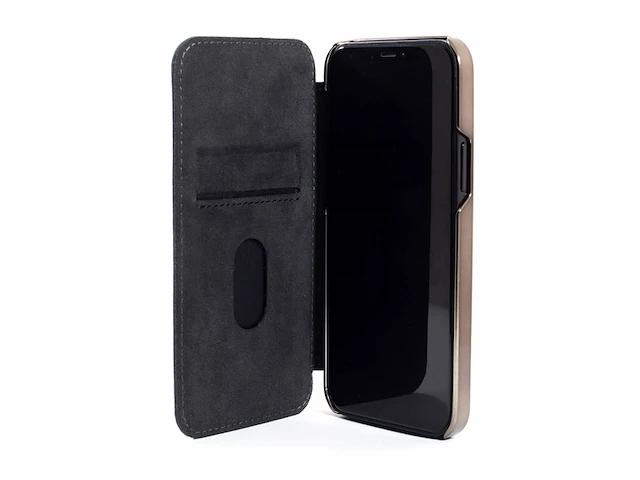 Groenwich blake lederen hoesje voor iphone 12/12 pro compatibel met magsafe draadloos opladen seal grijs - afbeelding 4 van  4