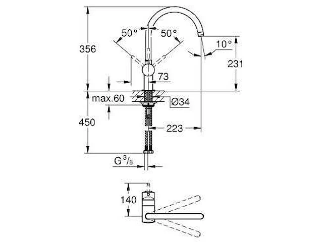 Grohe - minta - 32917ks0 - keukenmengkraan - afbeelding 3 van  4