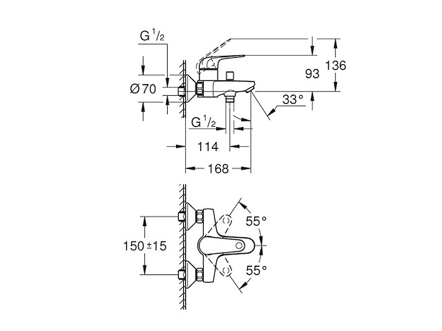 Grohe badkraan quickfix swift chroom 15 cm - afbeelding 3 van  5