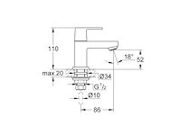 Grohe eurocube toiletkraan xs-size, 23137000 zilver - afbeelding 3 van  3