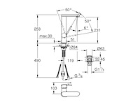 Grohe plus l wastafelmengkraan met uittrekbare sproeikop hoge uitloop push open waste waterbesparend - afbeelding 2 van  3