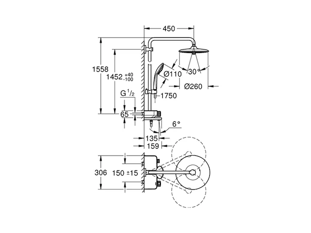 Grohe smartcontrol douchesysteem, chroom, 260 mm - afbeelding 3 van  4