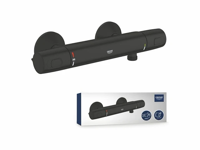 Grohe thermostatische douchekraan precision trend new 15 cm mat zwart - afbeelding 2 van  6