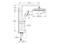 Grohe vitalio start 250 flex douchesysteem met omstelling rond max. 80l/min bij 3 bar mat zwart - afbeelding 2 van  3