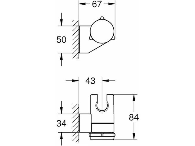 Grohe vitalio universal wanddouchehouder chroom - afbeelding 2 van  2