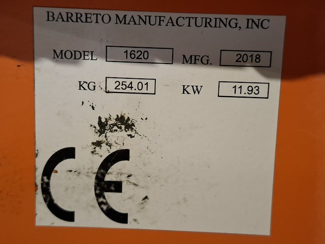 Grondfreesmachine 16pk benzine barreto, e1620b, bouwjaar 2018 - afbeelding 10 van  21