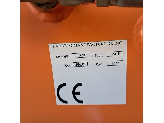 Grondfreesmachine 16pk benzine barreto, e1620b, bouwjaar 2018 - afbeelding 3 van  12