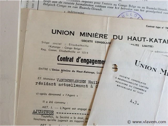 Groot lot documenten union minière - afbeelding 3 van  5