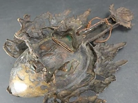Grote antieke brons met edelstenen mask of mahakala als wierrookhouder - afbeelding 5 van  5