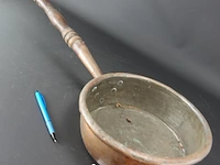 Grote antieke koperen steelpan - afbeelding 3 van  5