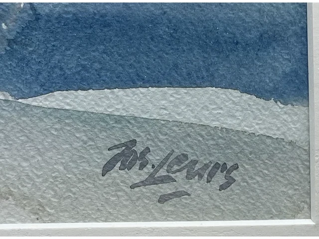Grote aquarel, "modern bloemstilleven", geschilderd door jos leurs - afbeelding 3 van  3