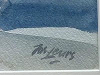 Grote aquarel, "modern bloemstilleven", geschilderd door jos leurs - afbeelding 3 van  3