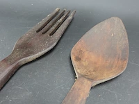 Grote houten lepel en vork - afbeelding 3 van  5
