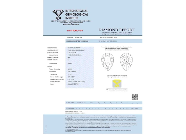 Grote peer shape diamant in een witgouden hanger van 2.01 carat - afbeelding 9 van  9