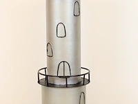 Grote vuurtoren met boven in ruimte voor een kaars, grijs / chroom - afbeelding 1 van  7