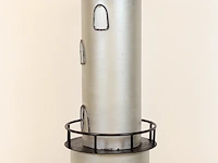 Grote vuurtoren met boven in ruimte voor een kaars, grijs / chroom - afbeelding 2 van  7