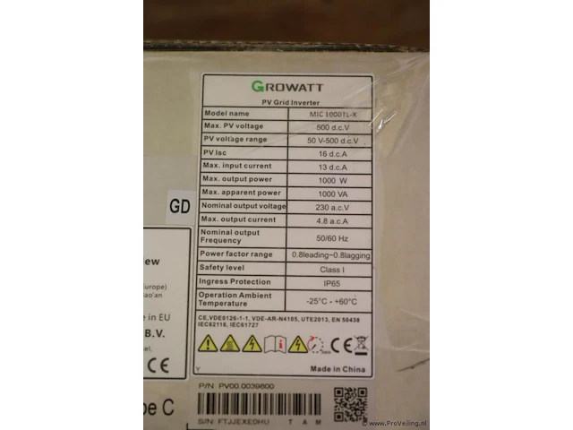 Growatt pv grid inverter voor zonnepanelen model mic 1000tl-x | nieuw in doos - afbeelding 4 van  5