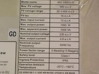 Growatt pv grid inverter voor zonnepanelen model mic 1000tl-x | nieuw in doos - afbeelding 4 van  5