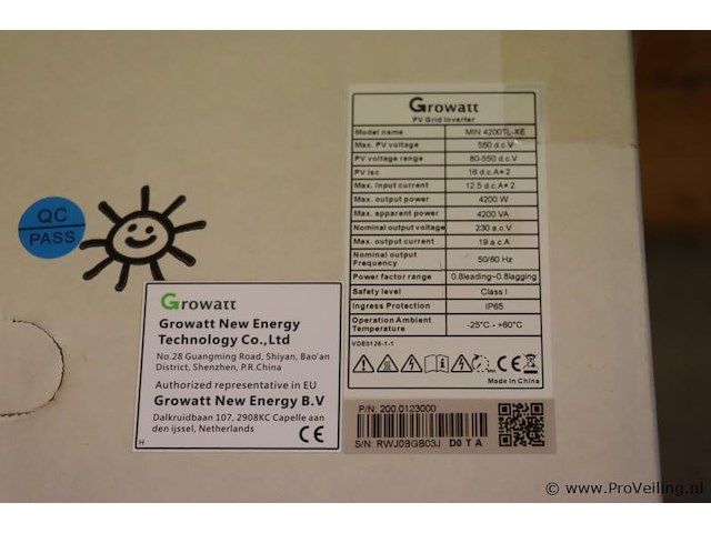 Growatt pv grid inverter voor zonnepanelen model min 4200tl-xe| nieuw in doos - afbeelding 3 van  6