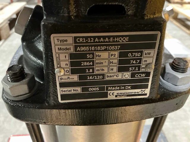 Grundfos cr1-12a-a-a-a-e-hqqe pompunit - afbeelding 5 van  6