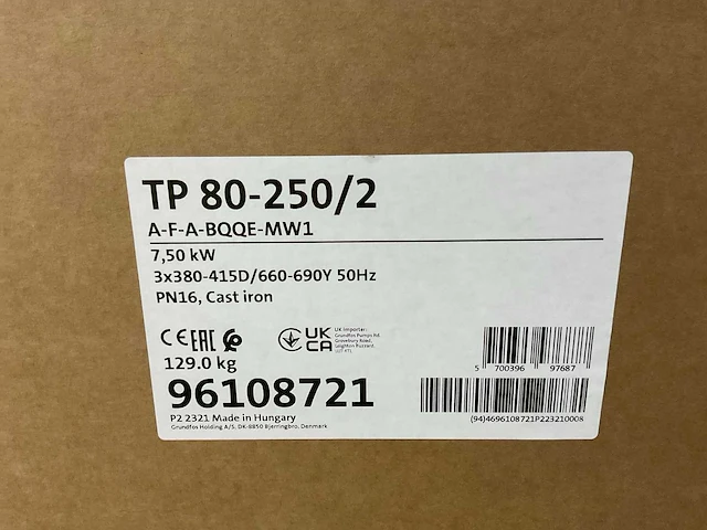 Grundfoss tp 80-250/2-a-f-a-bqqe inlinepomp - afbeelding 16 van  16
