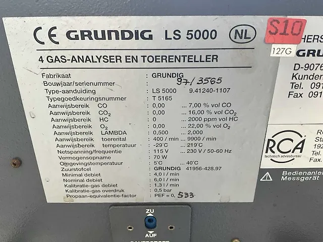 Grundig ls 5000 4 gas emissie tester - afbeelding 2 van  10