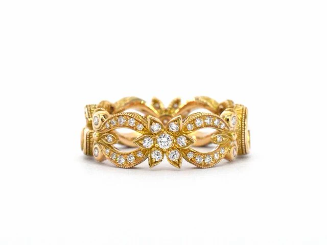 Gucci "flora" gouden pavé ring met diamanten - afbeelding 2 van  11