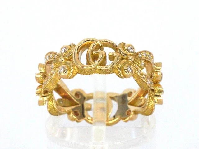 Gucci "flora" gouden pavé ring met diamanten - afbeelding 1 van  11