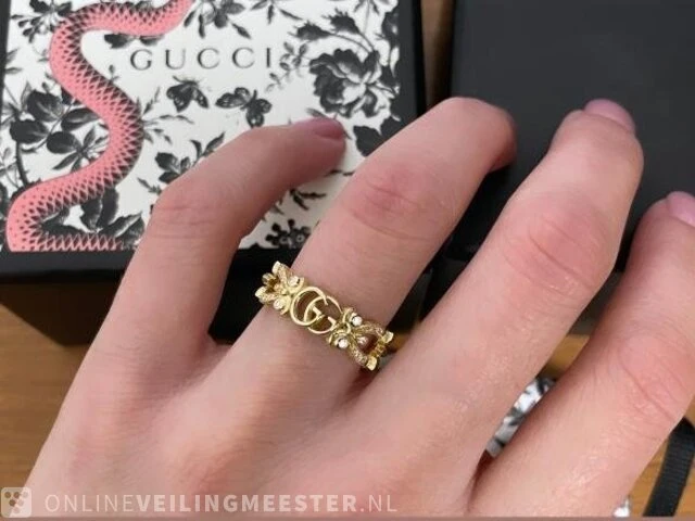 Gucci "flora" gouden pavé ring met diamanten - afbeelding 4 van  11