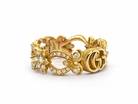 Gucci "flora" gouden pavé ring met diamanten - afbeelding 5 van  11